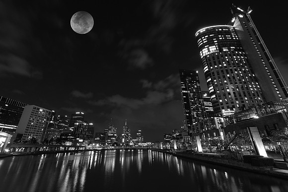 Supermoon shining bright over Melbourne